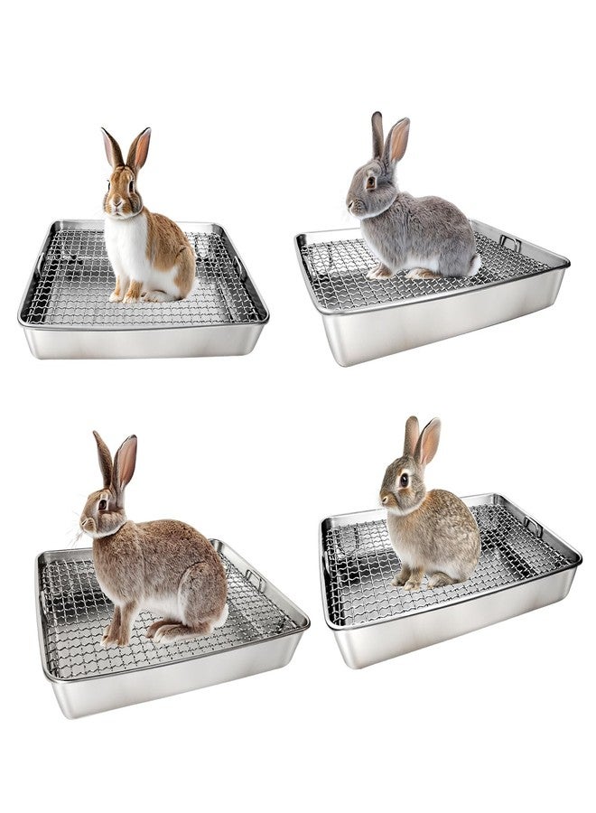AGGQQA Rabbit Litter Box Stainless Steel Bunny Litter Box Small Animal Toilet Pan Metal Grid for Ferret Galesaur Chinchilla Bunny - Image 5